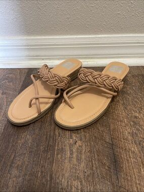 Woven Strap Tan Women's Slide Sandals